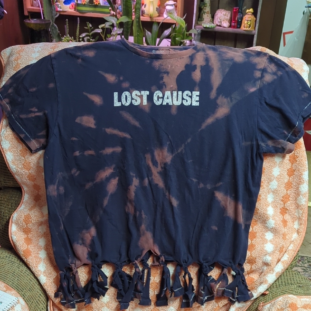 Tie-Dye Short Sleeve Tee - Navy and Tan Upcycled